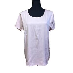 Quince Silk Short Sleeve Blouse Top Pink Size Medium Relaxed Stretch Career